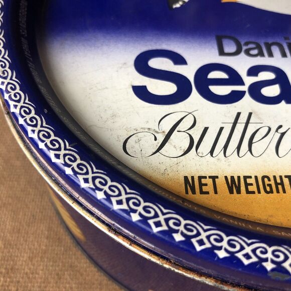 Vintage Seagull Danish Butter Cookie Tin Round Beach House Decor Denmark Rare - Picture 12 of 16